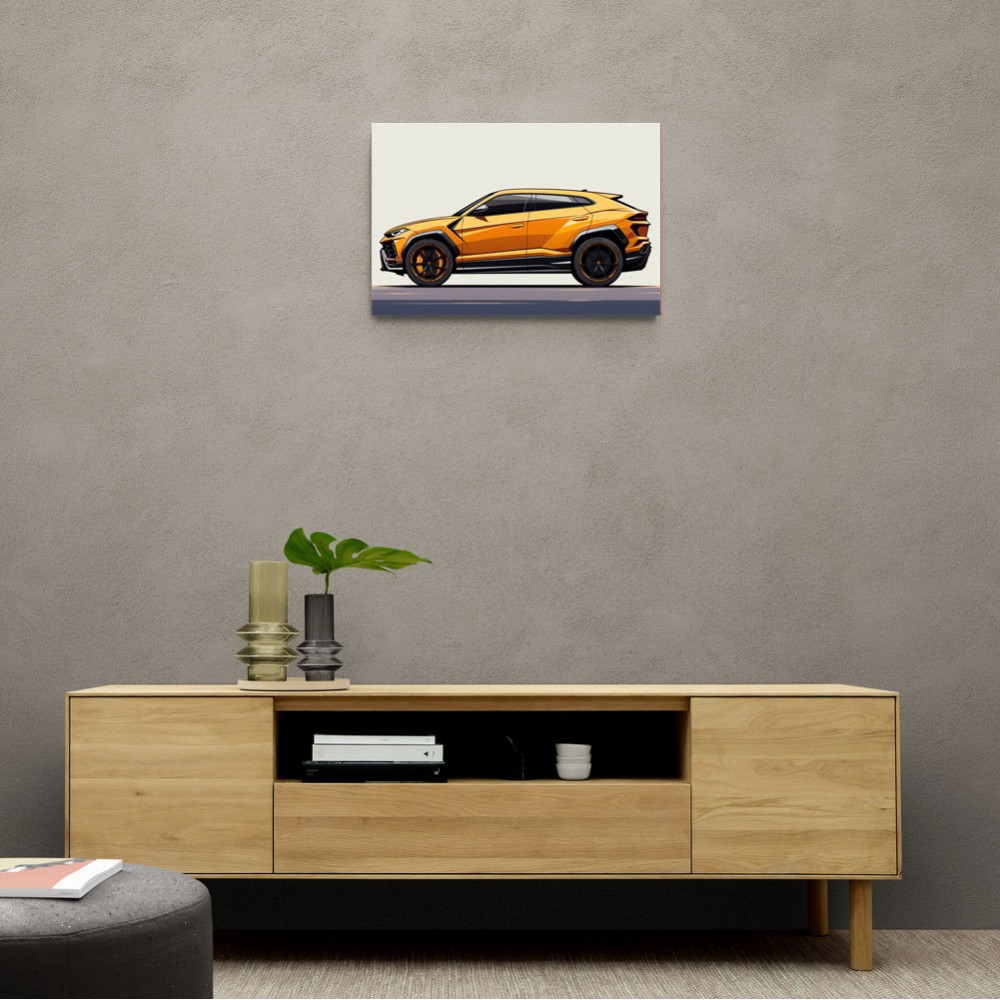 Lamborghini Urus Yellow Sketch Wall Art