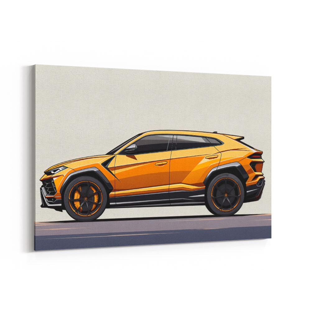 Lamborghini Urus Yellow Sketch Wall Art