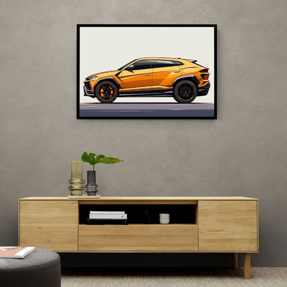Lamborghini Urus Yellow Sketch Wall Art