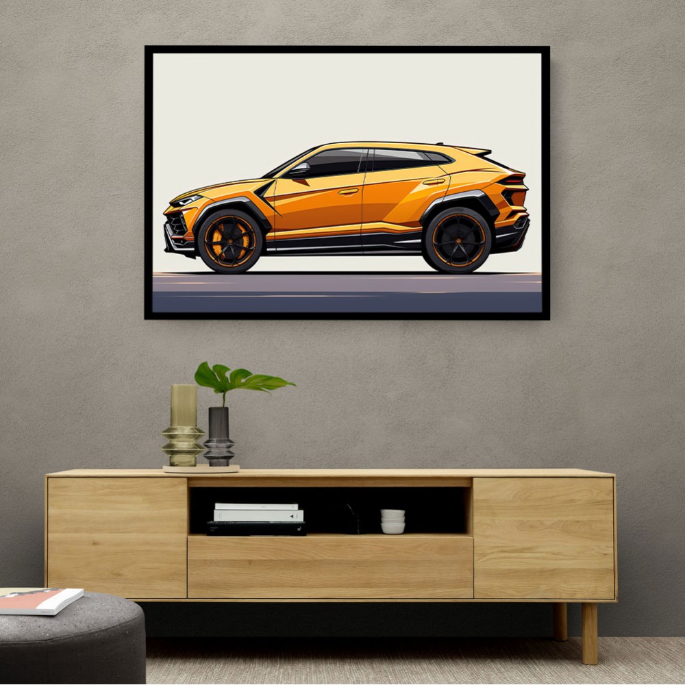 Lamborghini Urus Yellow Sketch Wall Art