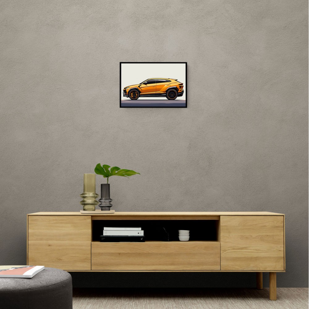 Lamborghini Urus Yellow Sketch Wall Art