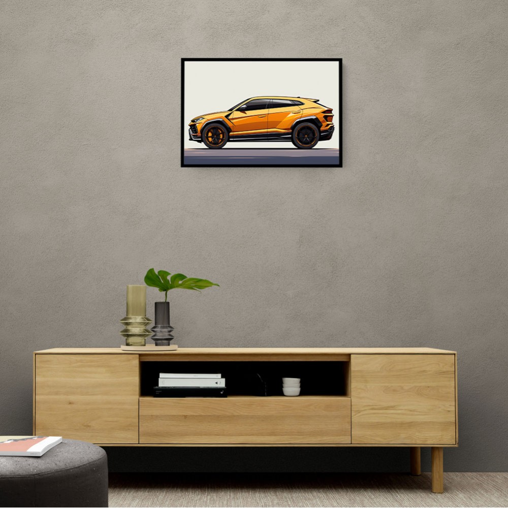 Lamborghini Urus Yellow Sketch Wall Art