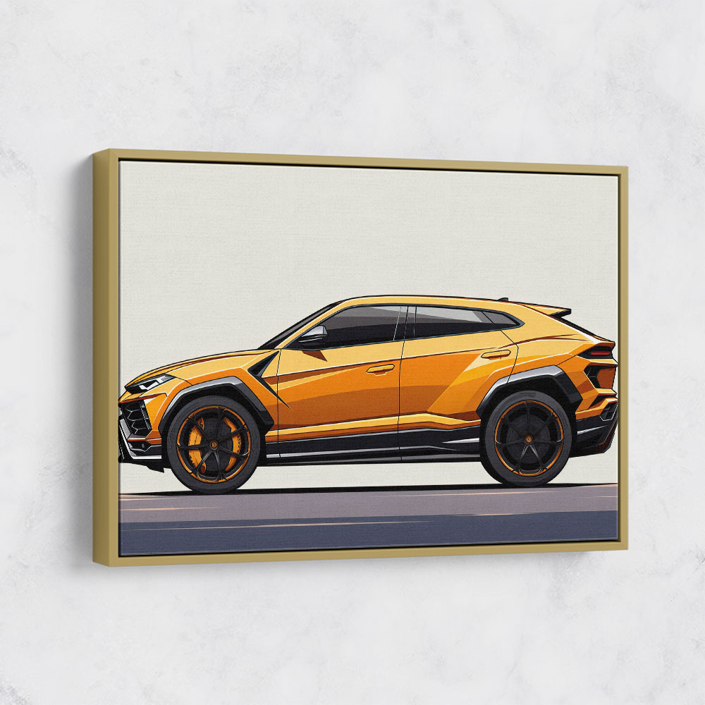 Lamborghini Urus Yellow Sketch Wall Art