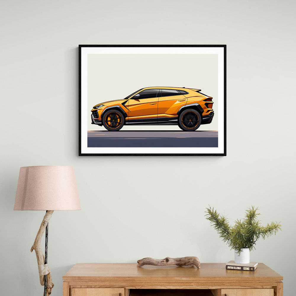 Lamborghini Urus Yellow Sketch Wall Art