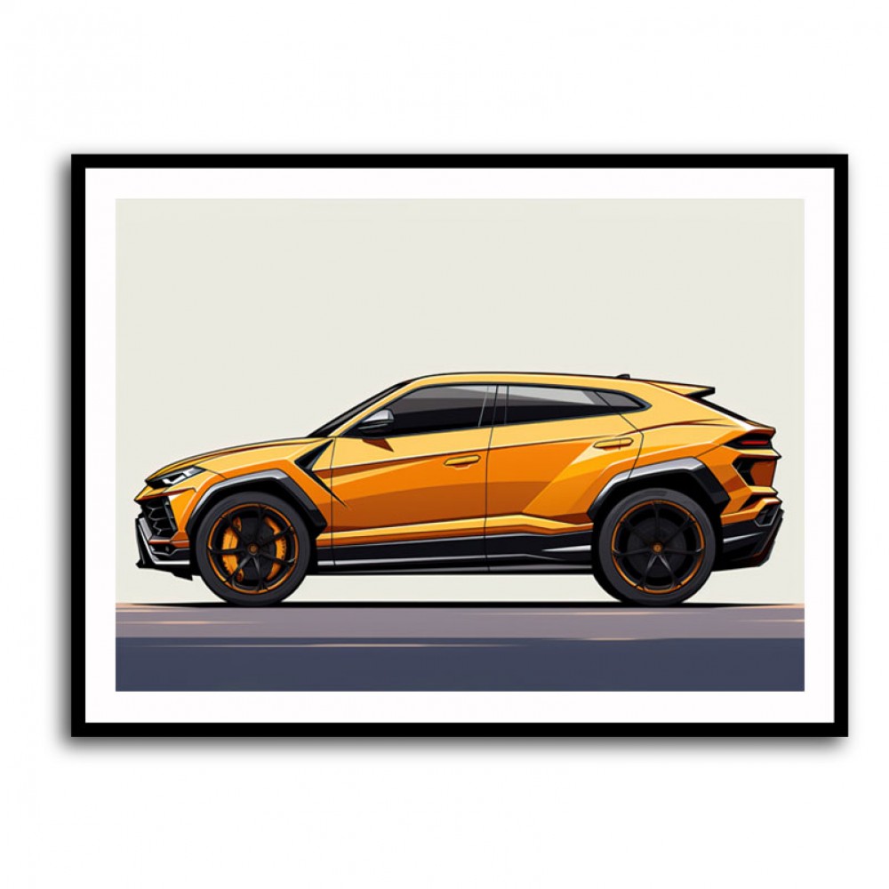 Lamborghini Urus Yellow Sketch Wall Art