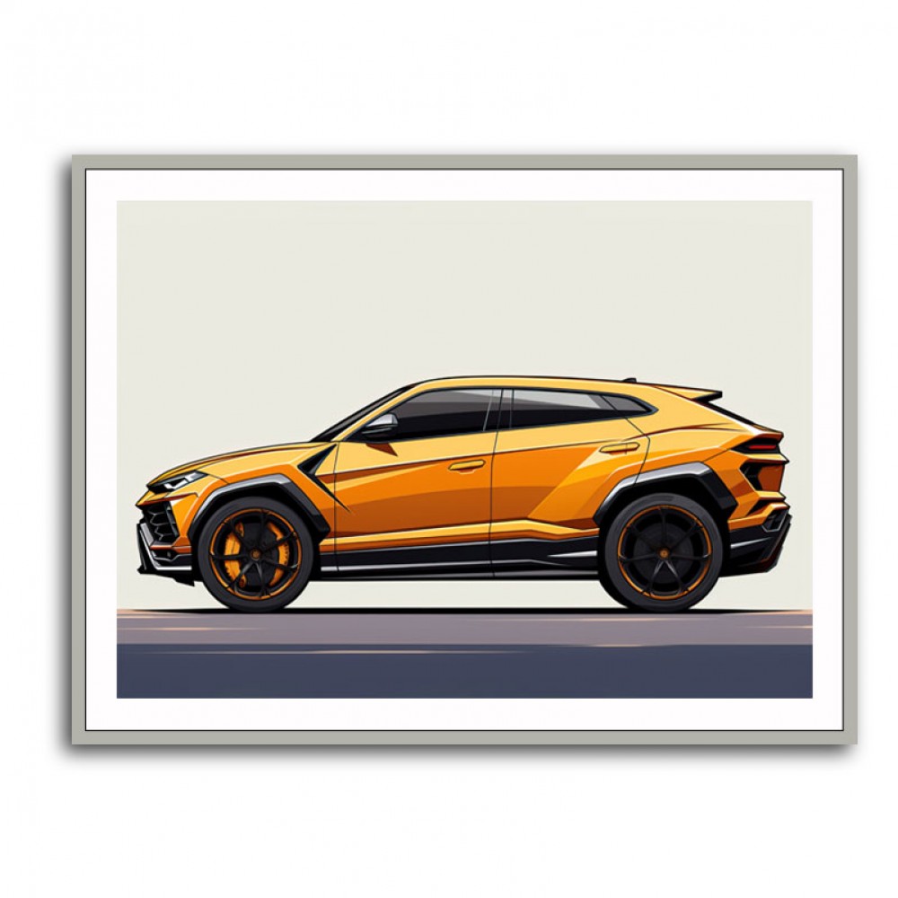 Lamborghini Urus Yellow Sketch Wall Art