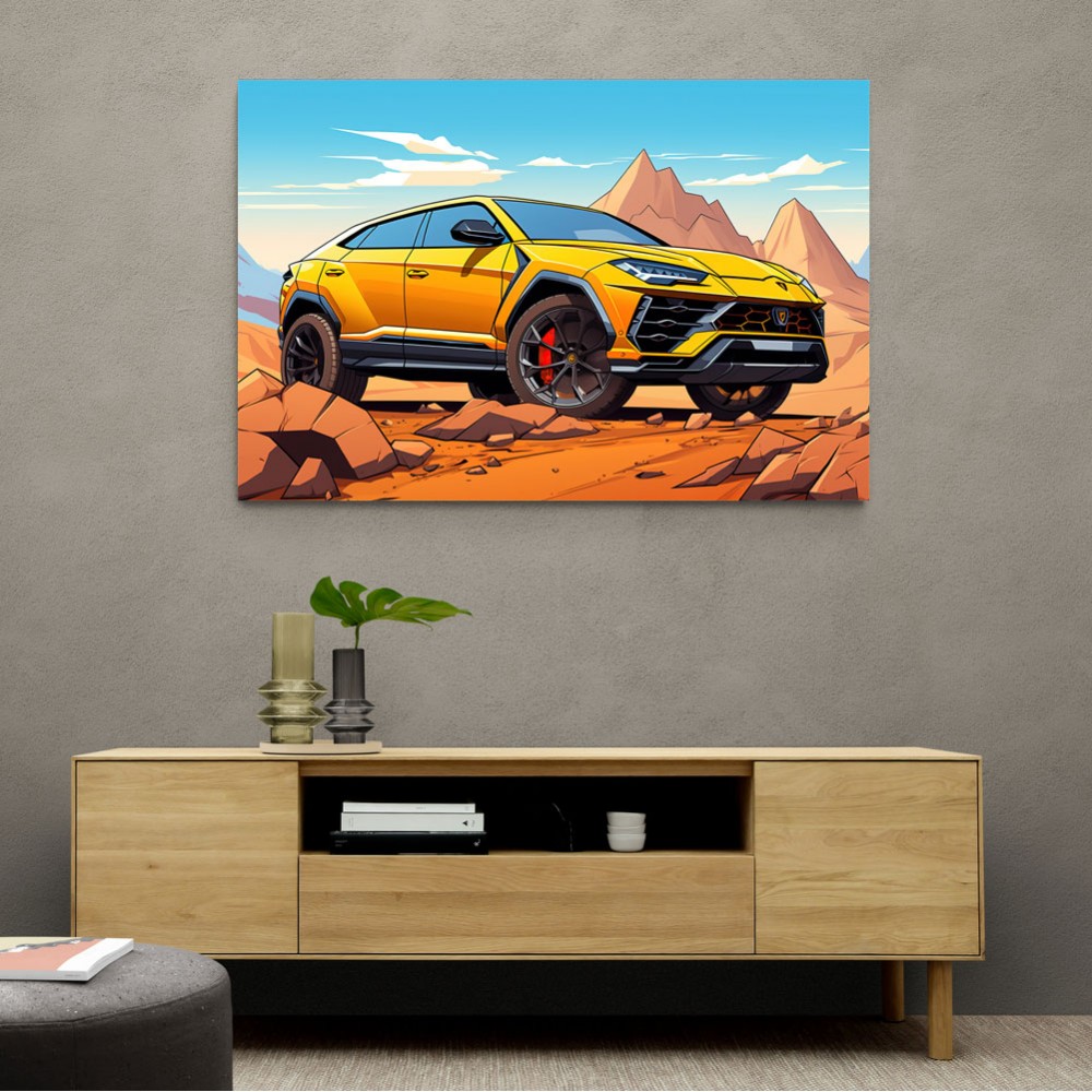 Lamborghini Urus Cartoon Style 2 Wall Art