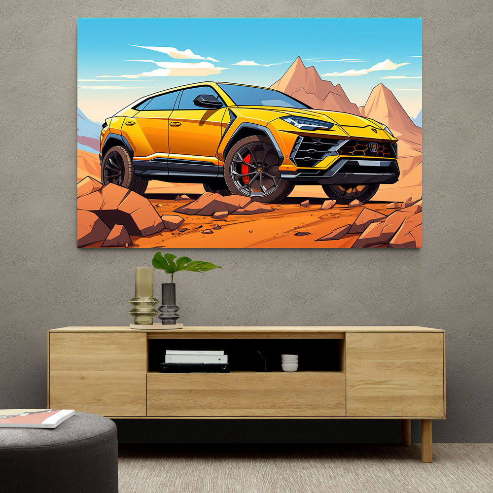 Lamborghini Urus Cartoon Style 2 Wall Art