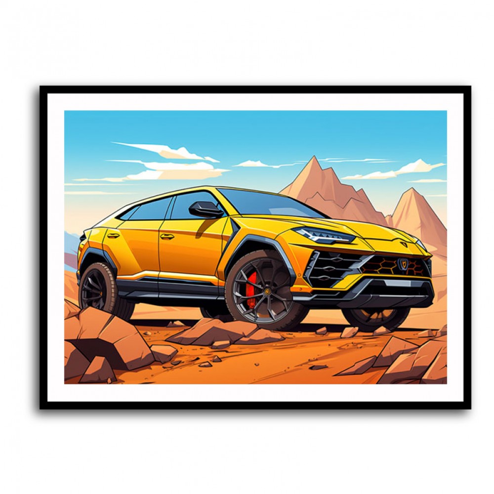 Lamborghini Urus Cartoon Style 2 Wall Art