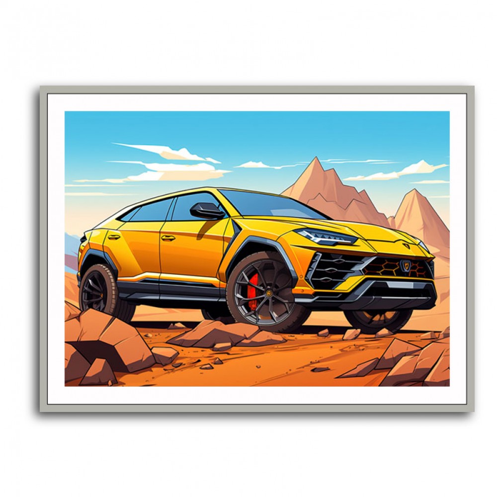 Lamborghini Urus Cartoon Style 2 Wall Art