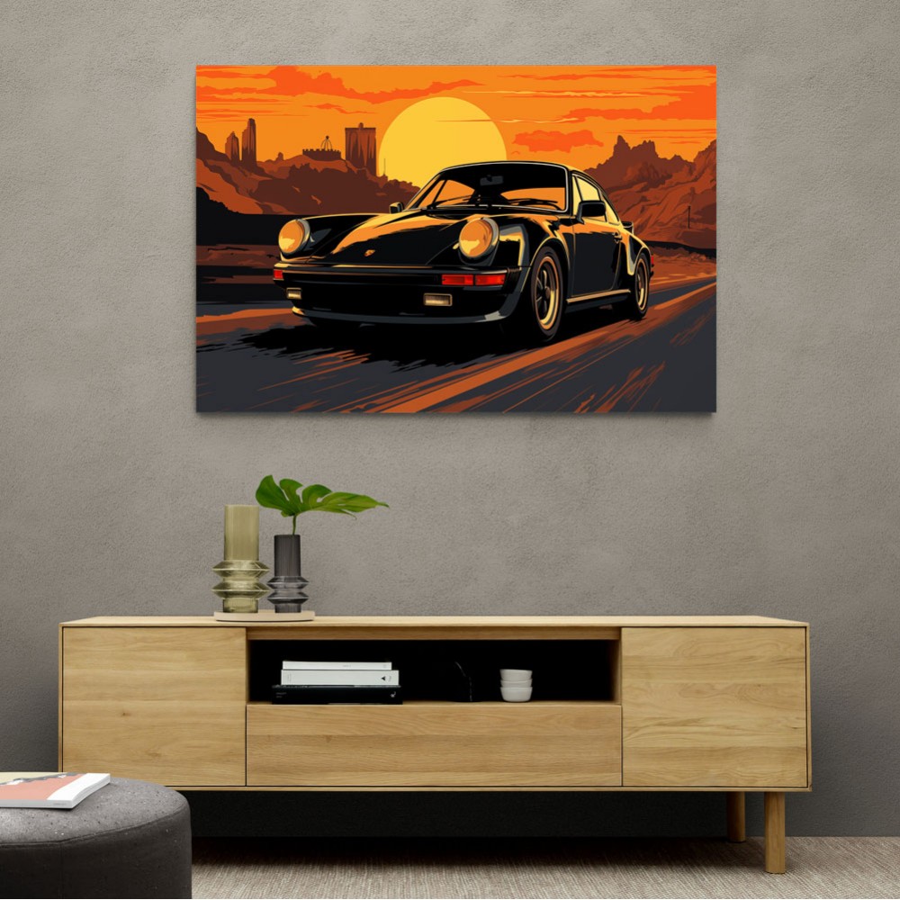 Porsche 911 Turbo Cartoon Style Wall Art