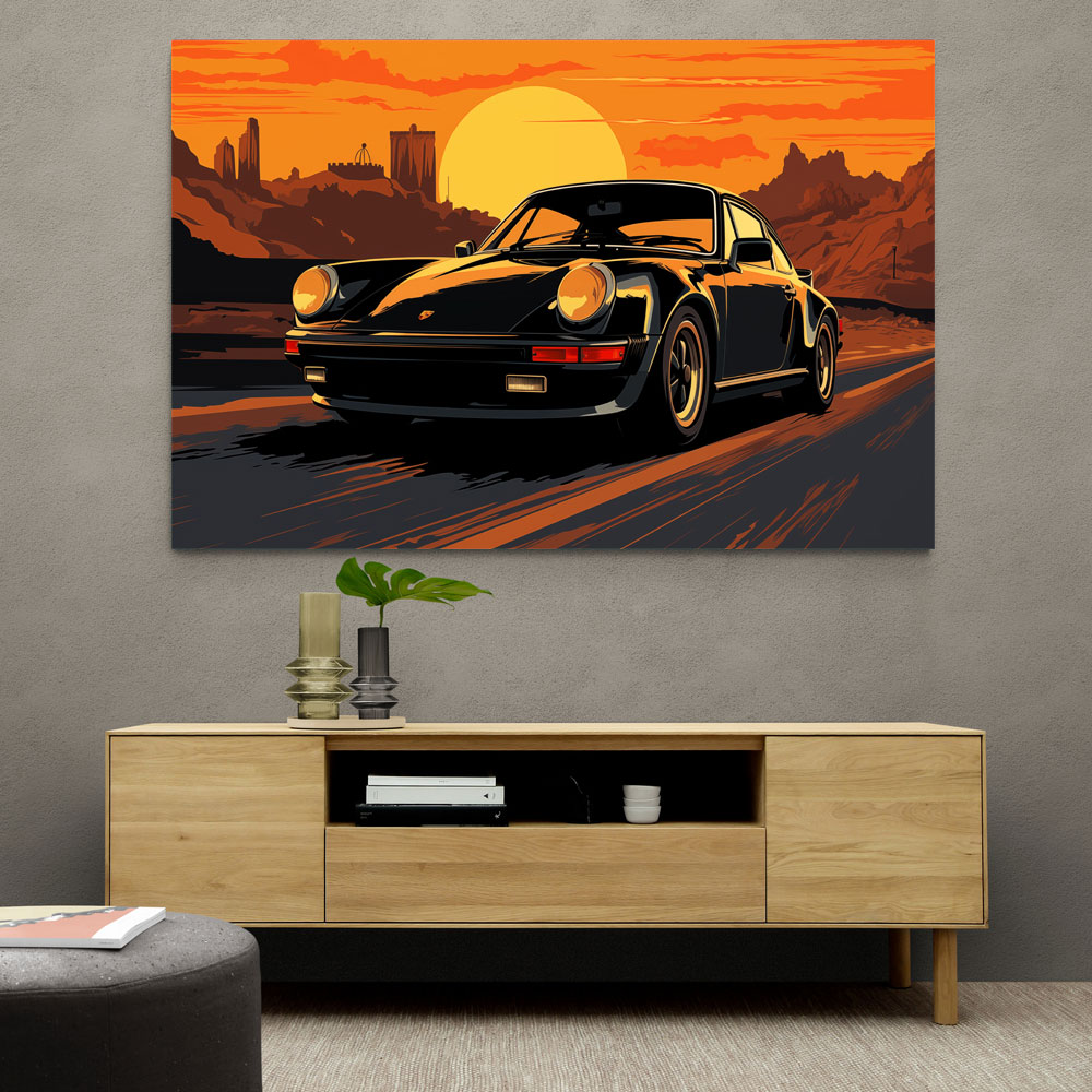 Porsche 911 Turbo Cartoon Style Wall Art