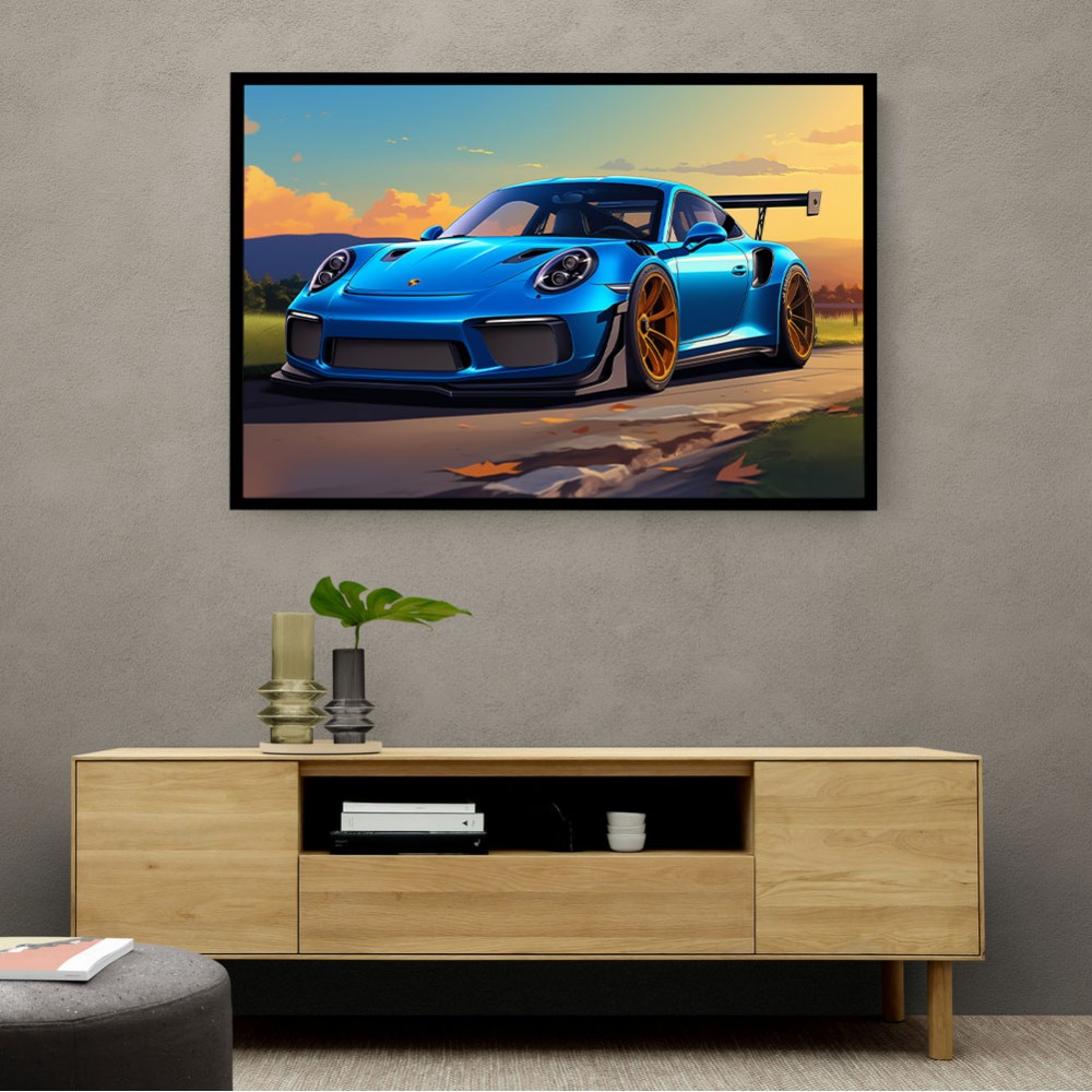 Porsche 911 GT3 RS Cartoon Style 2 Wall Art