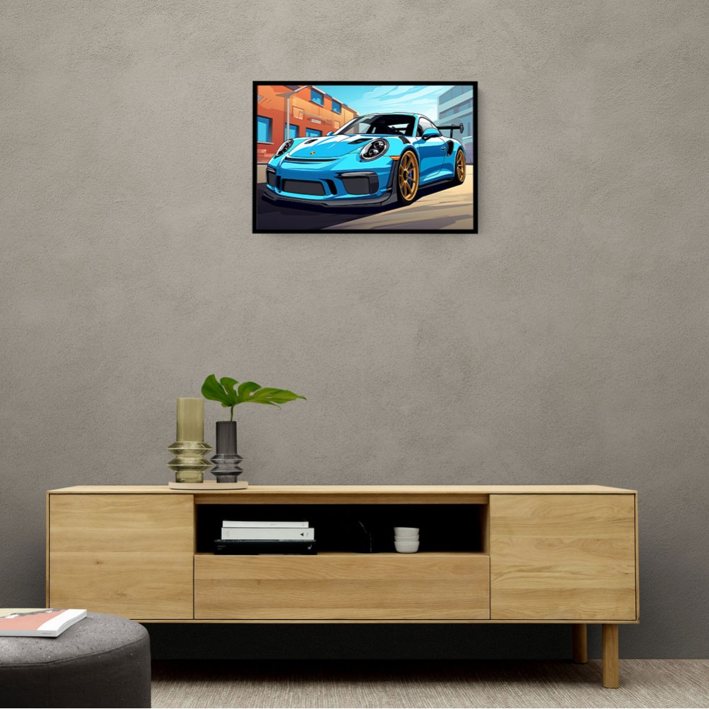 Porsche 911 GT3 RS Cartoon Style 3 Wall Art