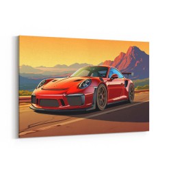 Red Porsche 911 GT3 RS Cartoon Style