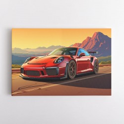 Red Porsche 911 GT3 RS Cartoon Style