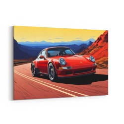 Red Porsche 911 Cartoon Style