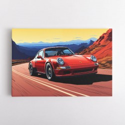 Red Porsche 911 Cartoon Style