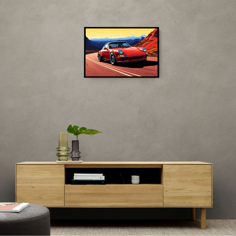Red Porsche 911 Cartoon Style Red Porsche 911 Cartoon Style