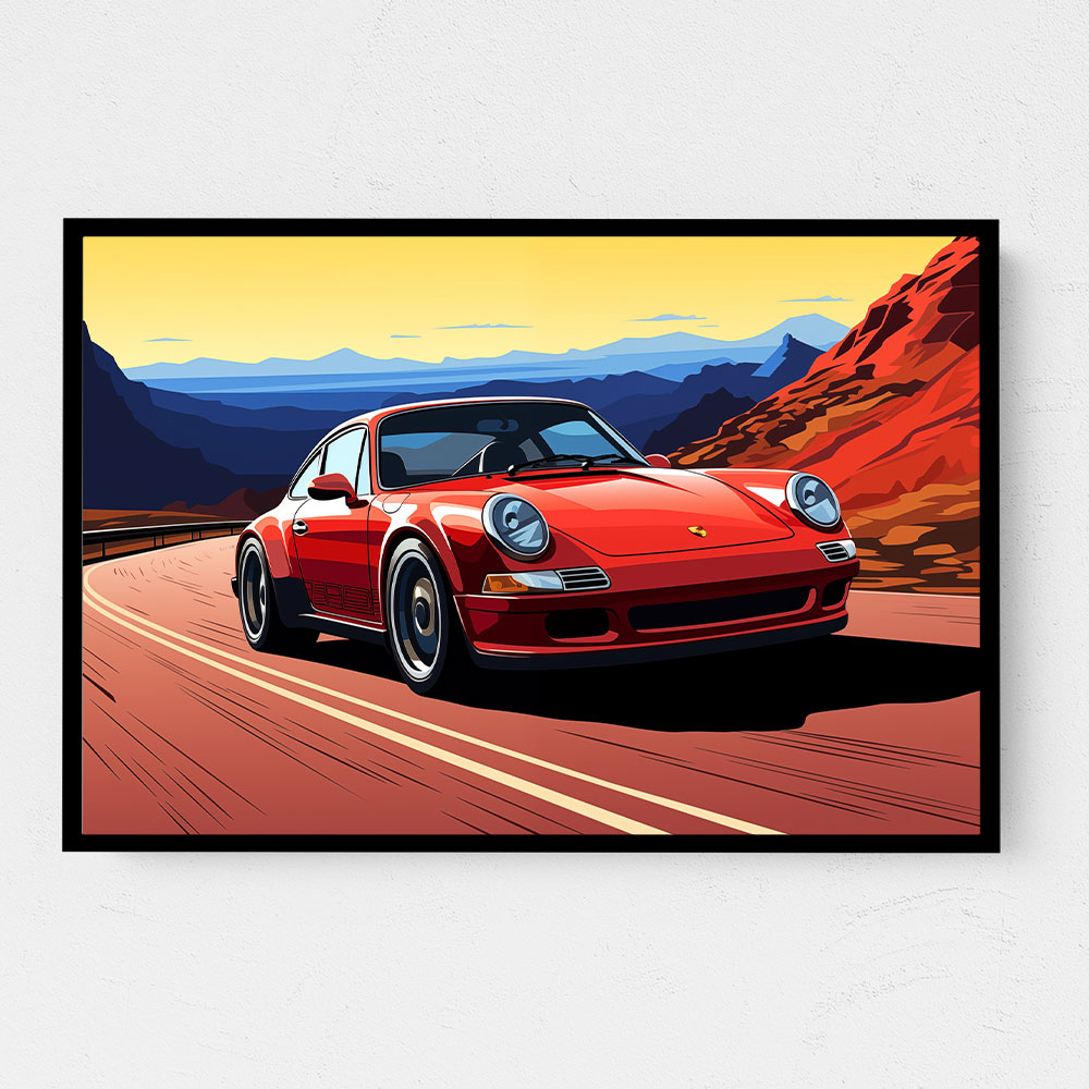 Red Porsche 911 Cartoon Style