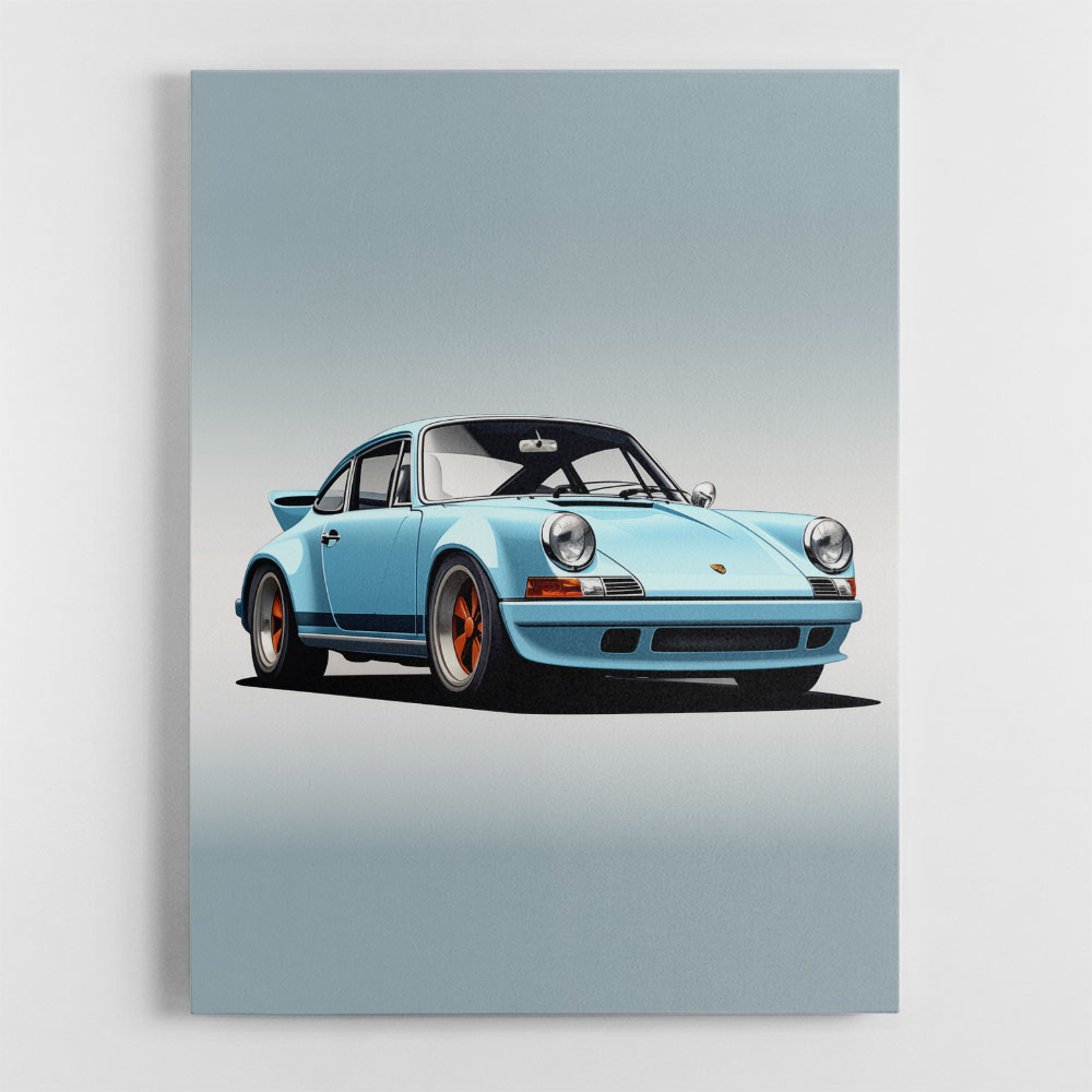 Porsche 911 Blue Retro