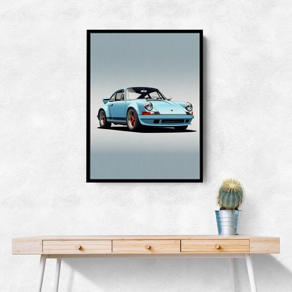 Porsche 911 Blue Retro