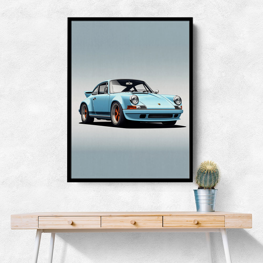 Porsche 911 Blue Retro