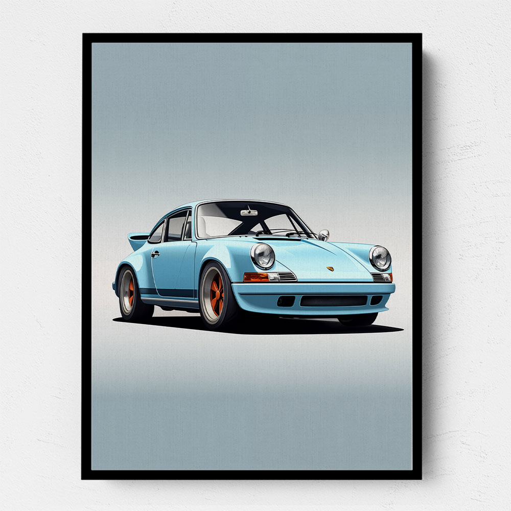 Porsche 911 Blue Retro