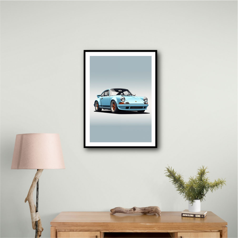 Porsche 911 Blue Retro