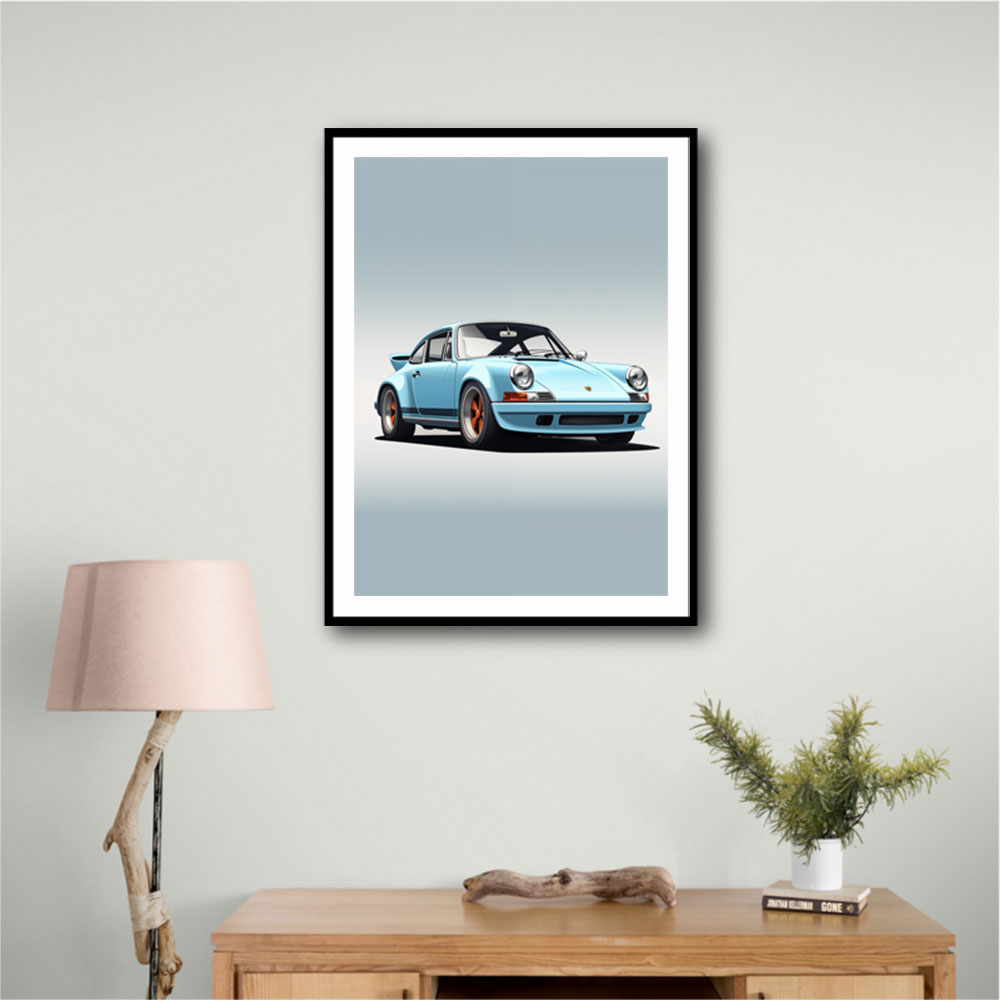 Porsche 911 Blue Retro