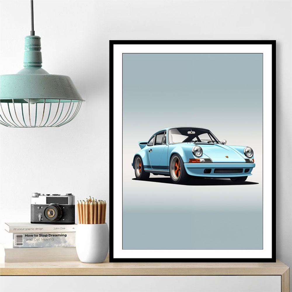 Porsche 911 Blue Retro