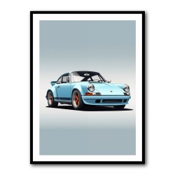 Porsche 911 Blue Retro