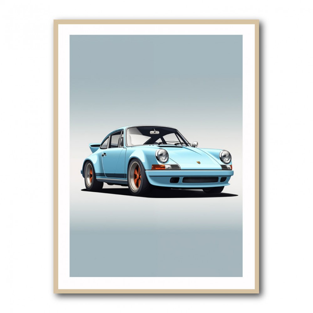 Porsche 911 Blue Retro