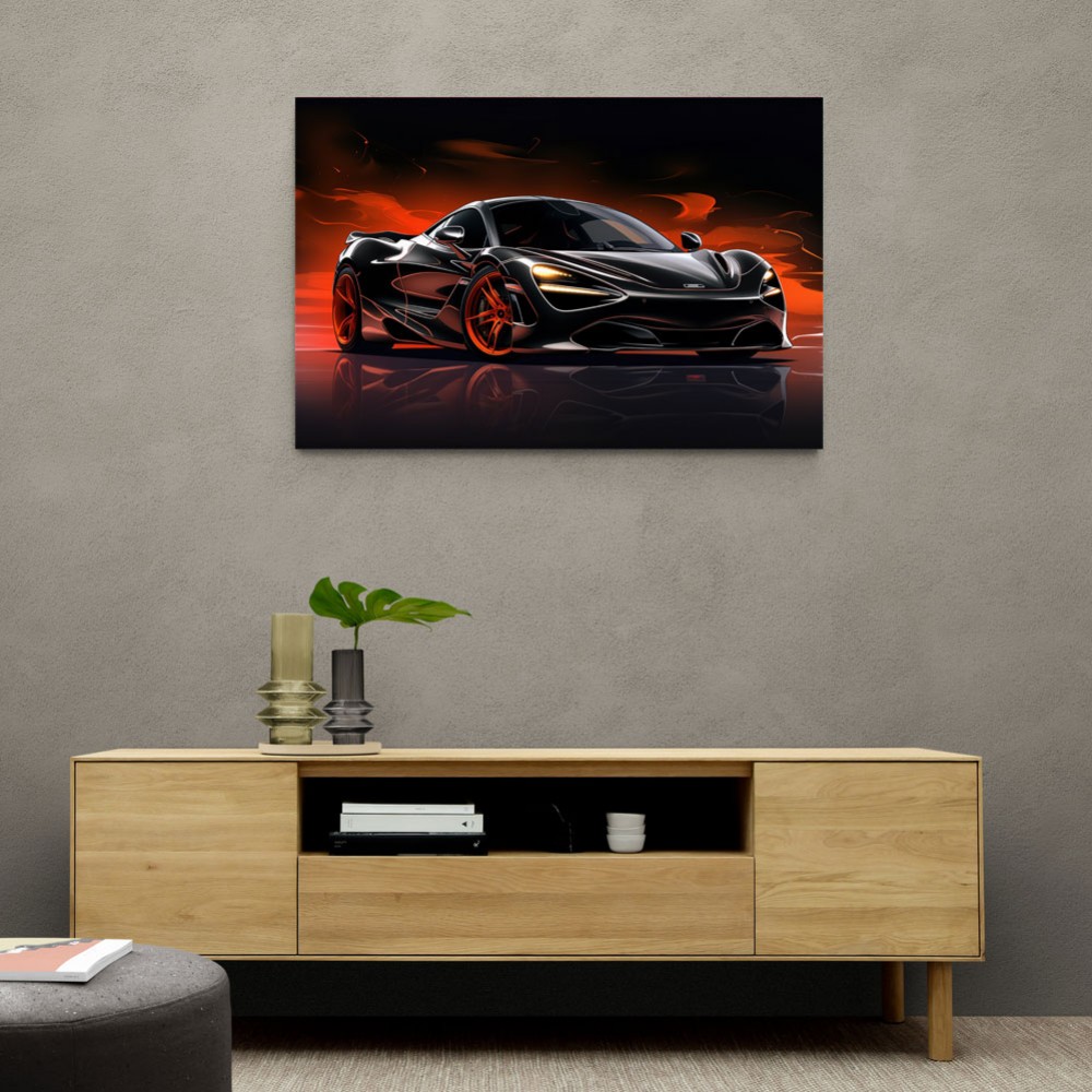 McLaren 720s Black Cartoon Style Wall Art