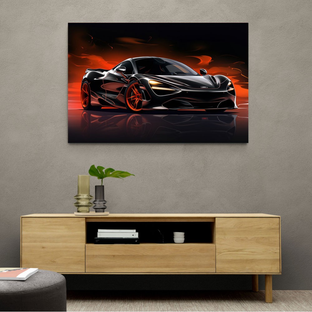 McLaren 720s Black Cartoon Style Wall Art