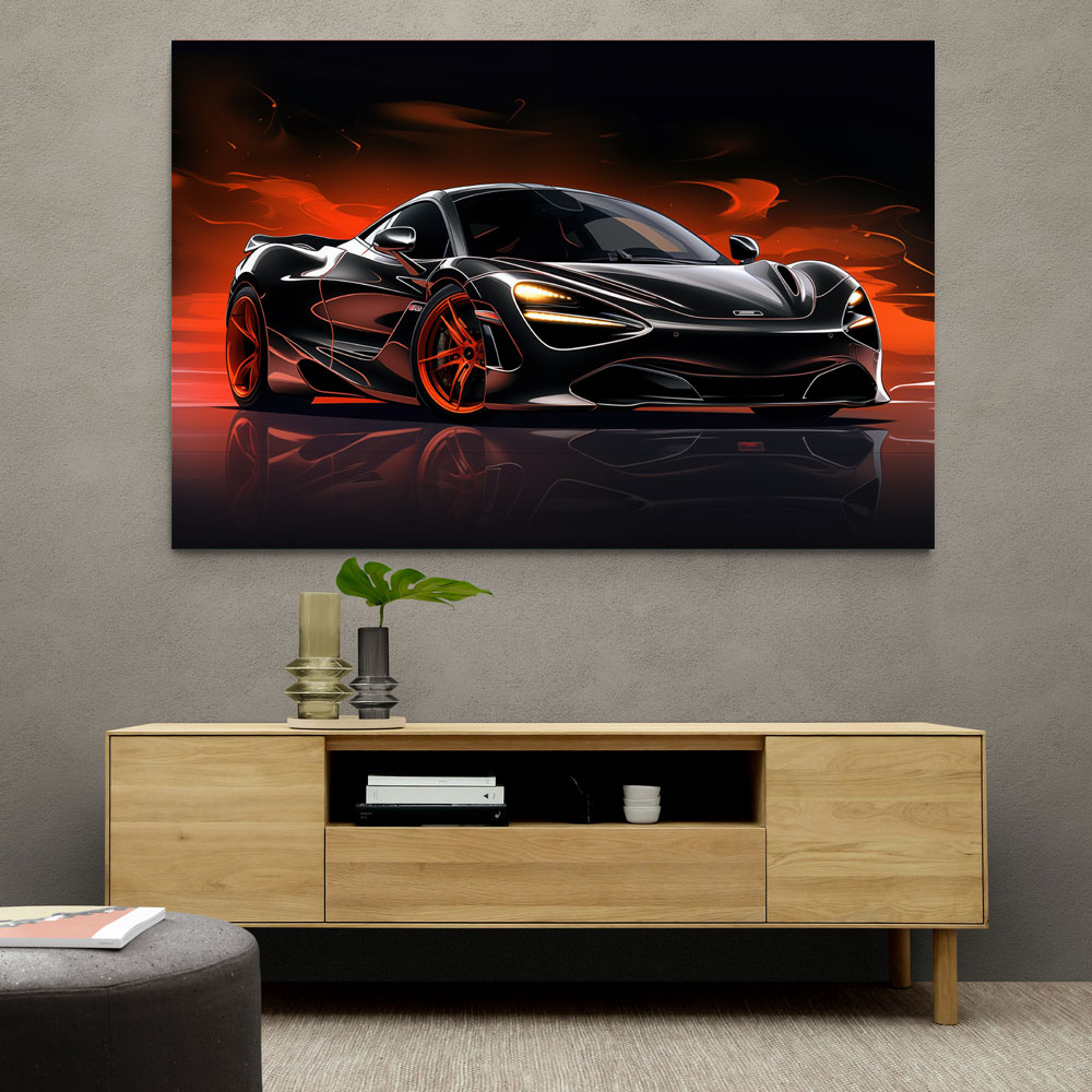 McLaren 720s Black Cartoon Style Wall Art