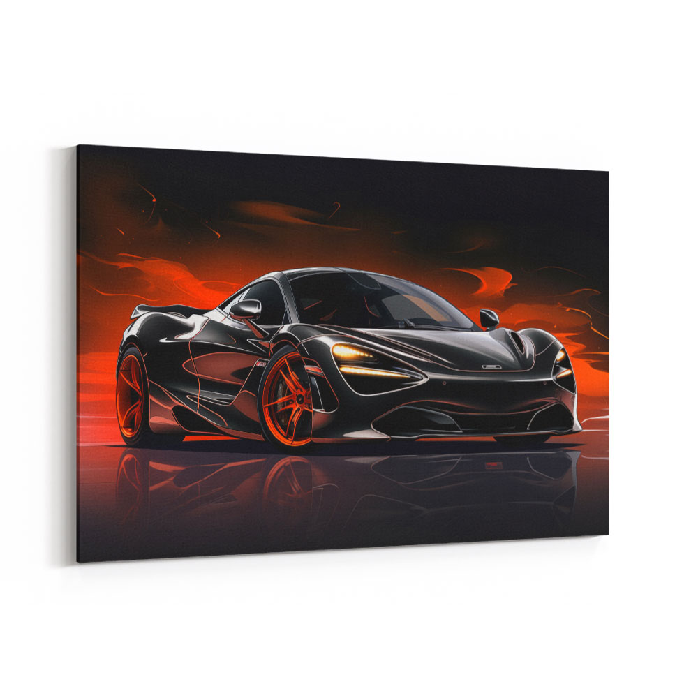 McLaren 720s Black Cartoon Style Wall Art