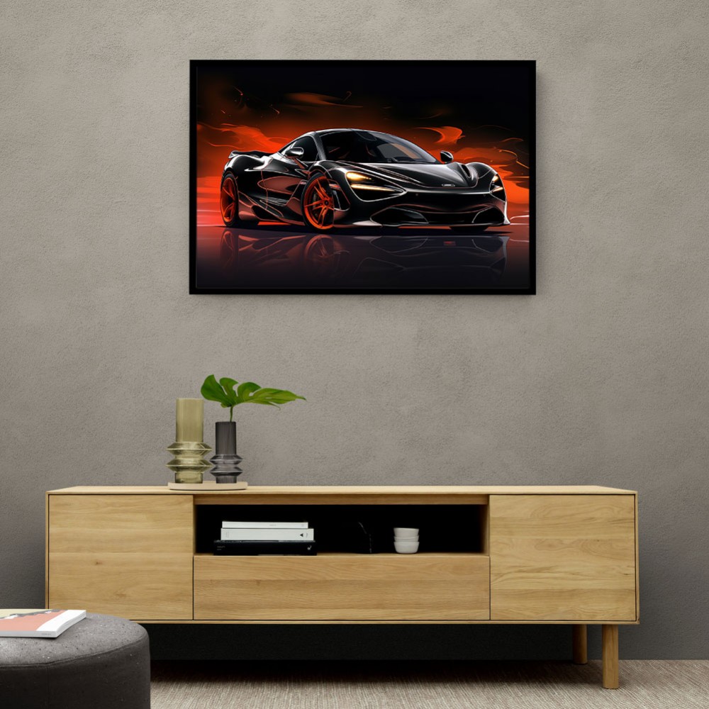 McLaren 720s Black Cartoon Style Wall Art