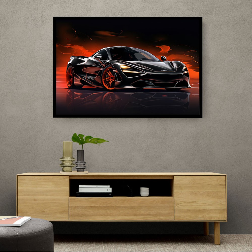 McLaren 720s Black Cartoon Style Wall Art