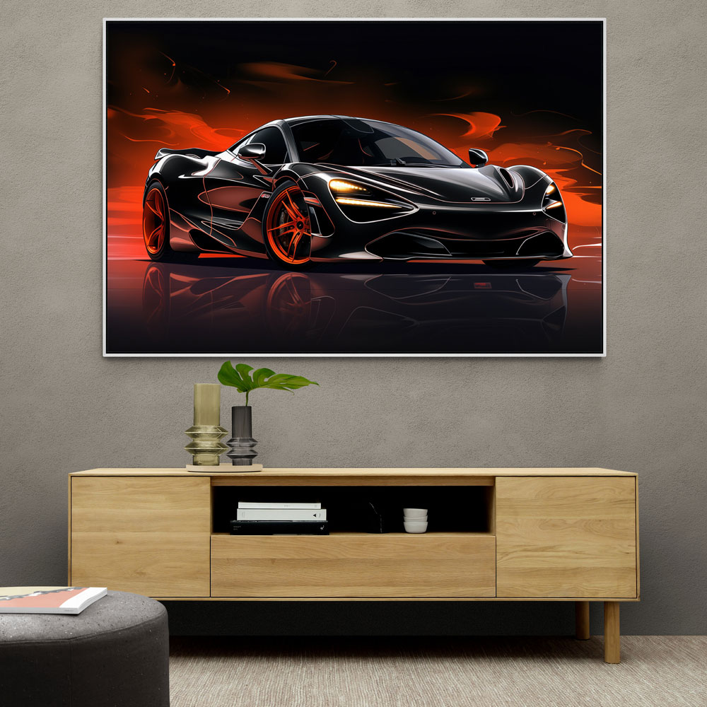 McLaren 720s Black Cartoon Style Wall Art