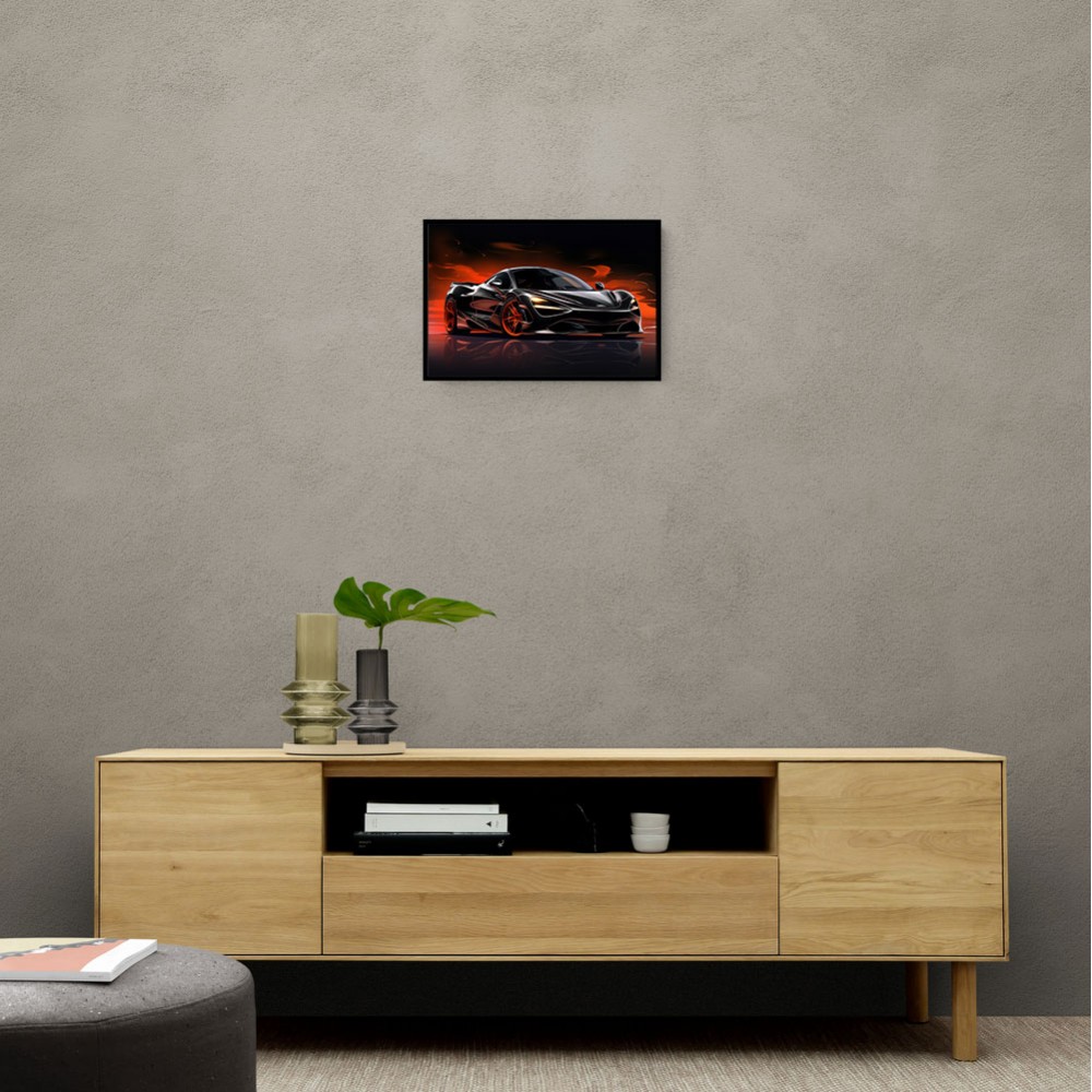 McLaren 720s Black Cartoon Style Wall Art