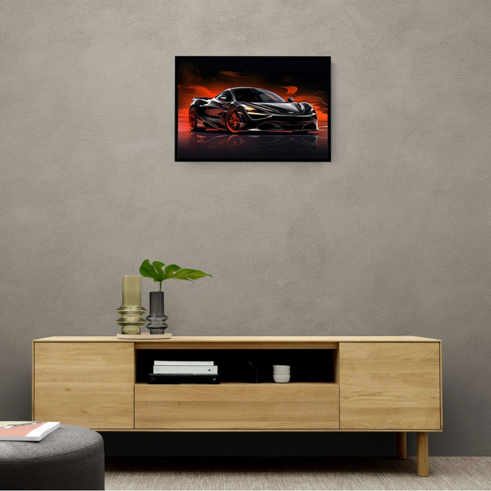 McLaren 720s Black Cartoon Style Wall Art