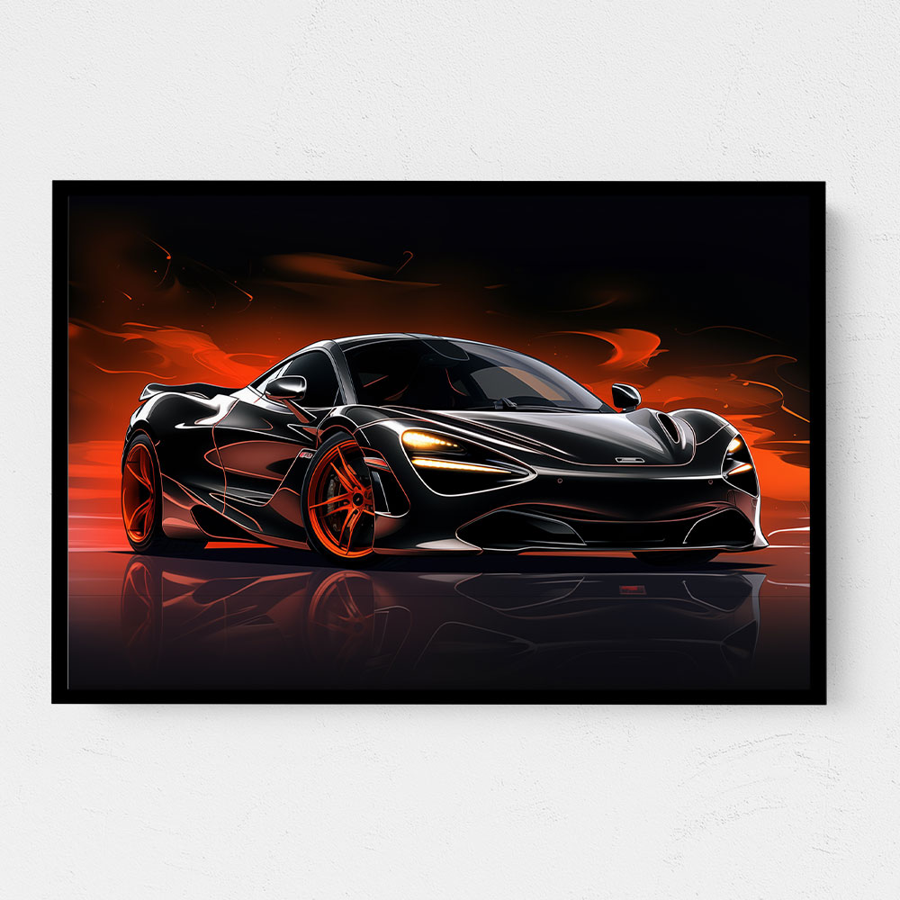 McLaren 720s Black Cartoon Style Wall Art