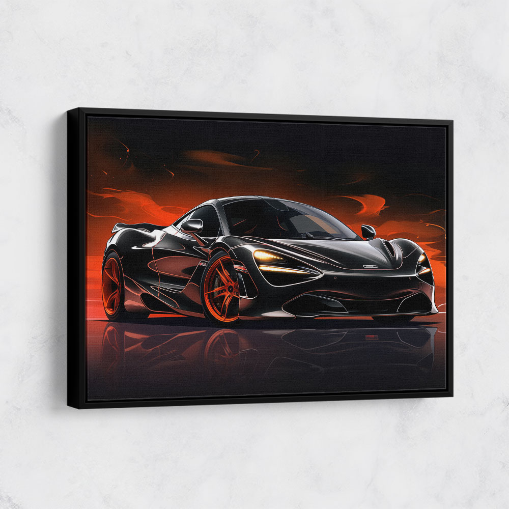 McLaren 720s Black Cartoon Style Wall Art