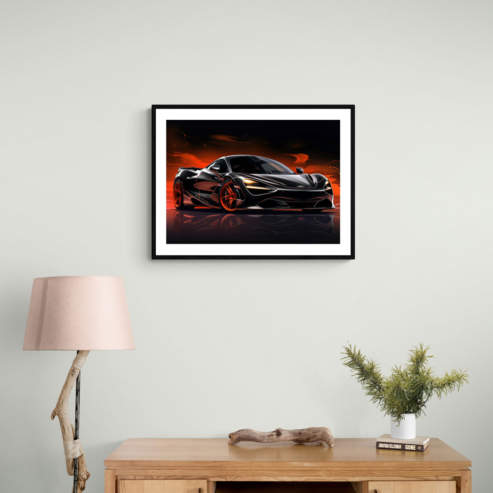 McLaren 720s Black Cartoon Style Wall Art