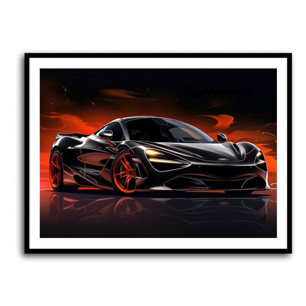 McLaren 720s Black Cartoon Style Wall Art