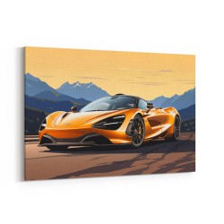 McLaren 720s Yellow Cartoon Style Wall Art