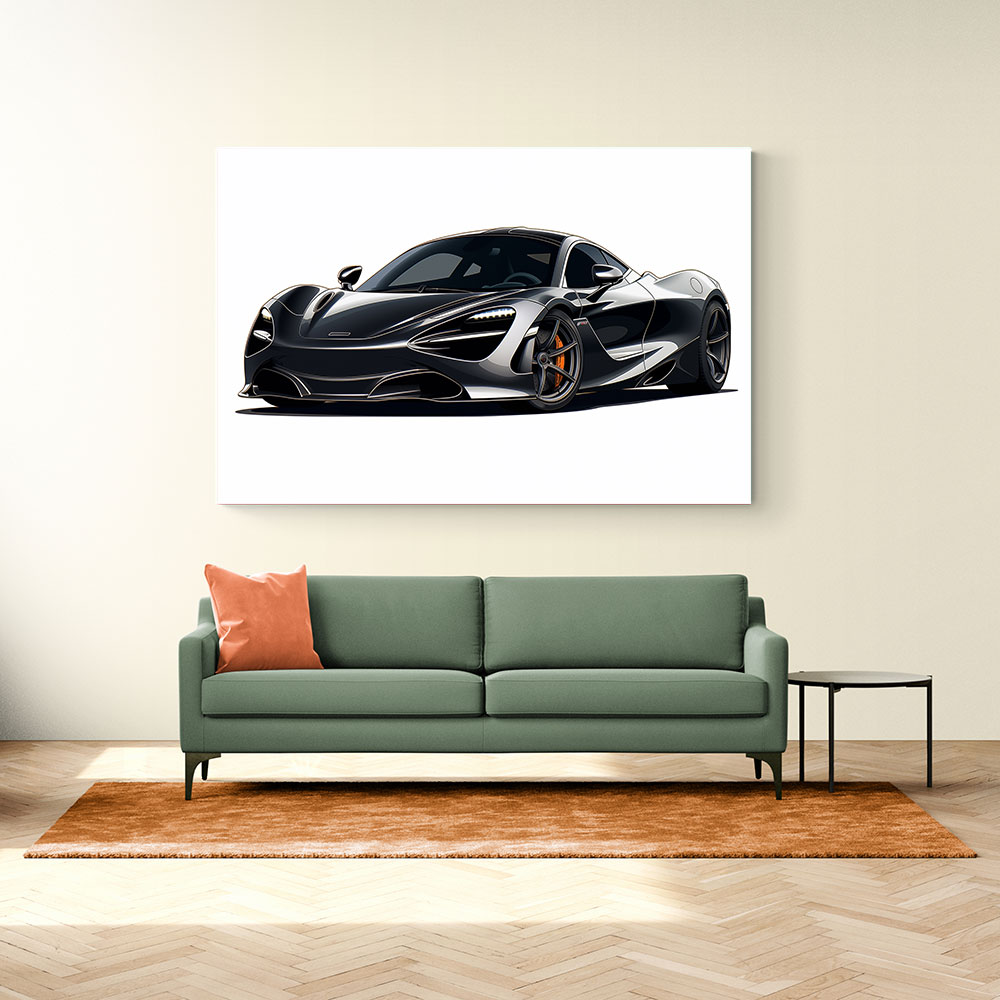 McLaren 720s Black Illustration Style Wall Art