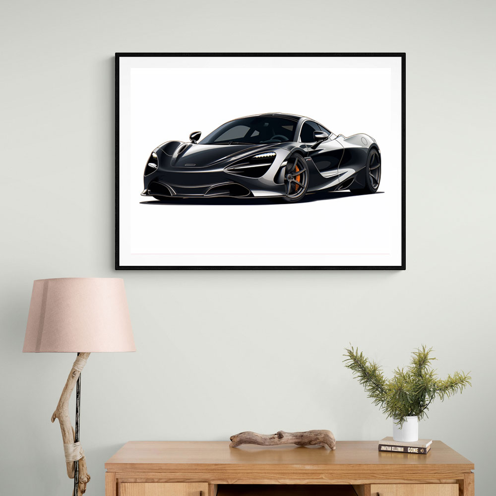 McLaren 720s Black Illustration Style Wall Art