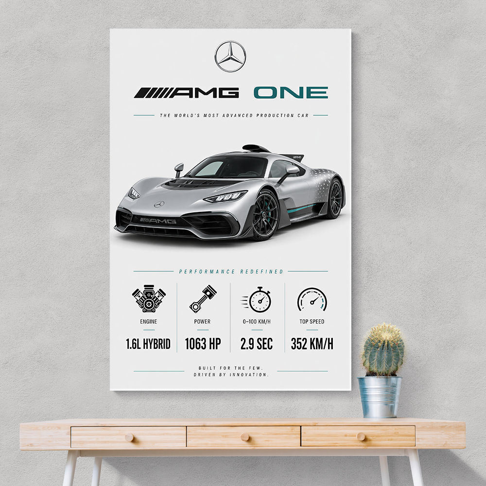 AMG One Silver Hypercar Stats Art Print  